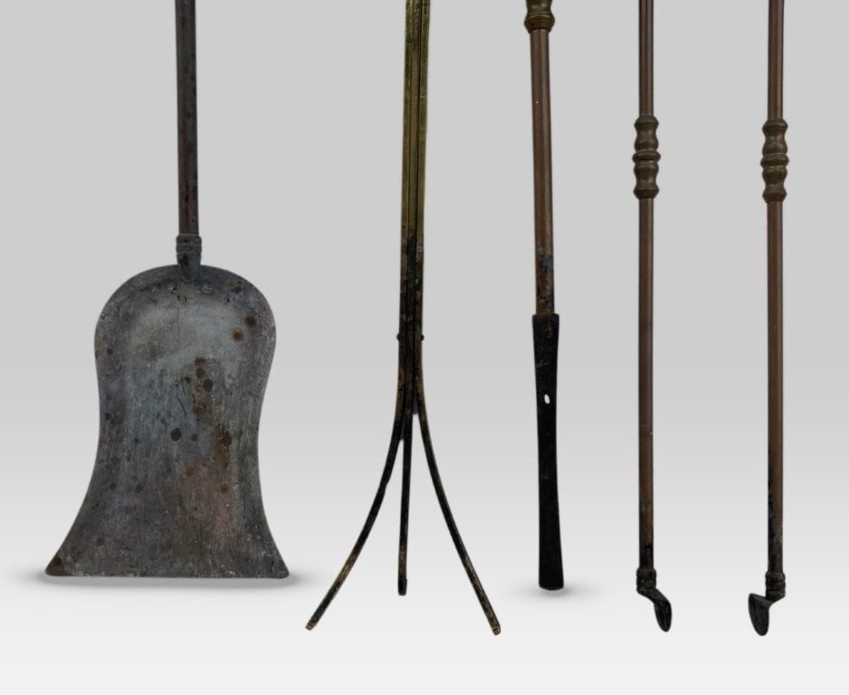 Brass Fireplace Tool Set - 3