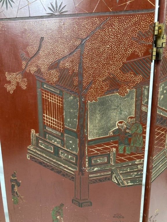 Chinese Lacquer Folding Screen - 3