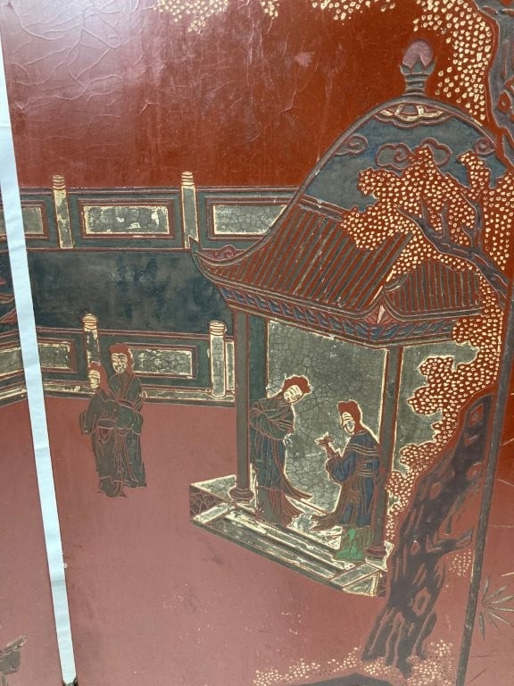 Chinese Lacquer Folding Screen - 4
