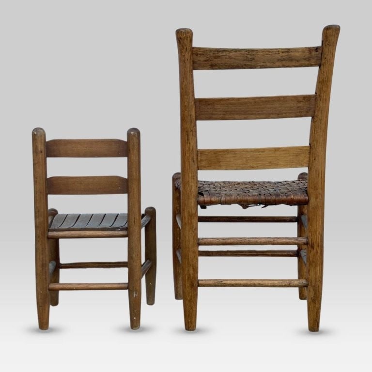 Two Country Ladderback Chairs - 4