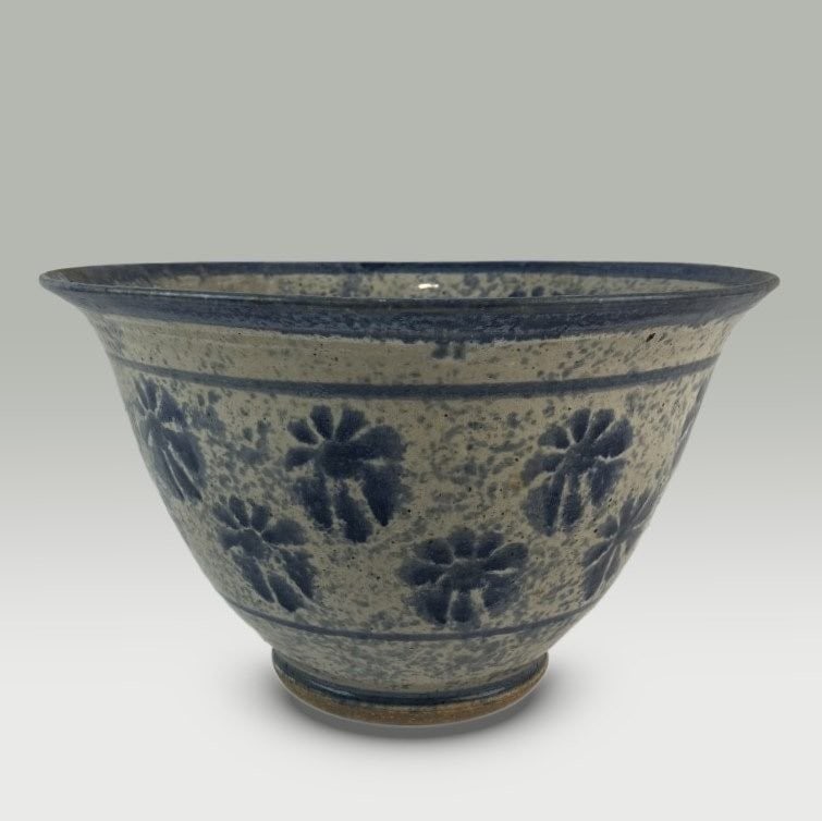 Little Mountain Pottery Bowl: Mixing bowl was produced by the historic studio in Tryon, North Carolina, originally founded in the 1970s by master potter Claude Graves and known for its American folk stoneware and wood-fired