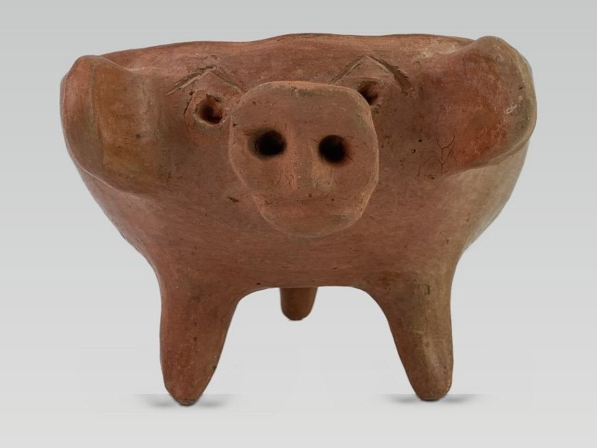 Mexican Folk Art Terracotta Pig Dish - 2