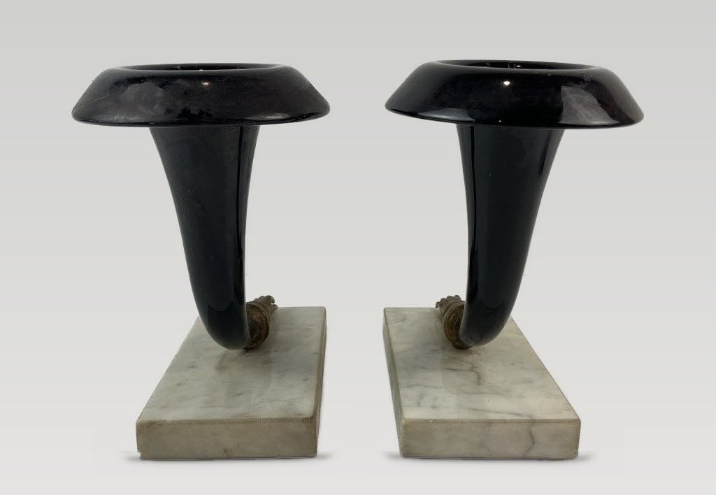 Pair of Victorian Gilt Hand Cornucopia Bookends - 4