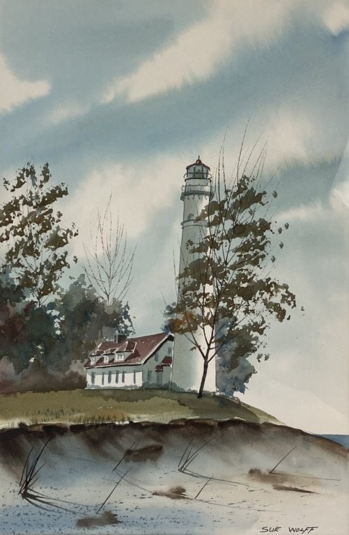 Coastal Lighthouse Landscape, Watercolor Painting - 2
