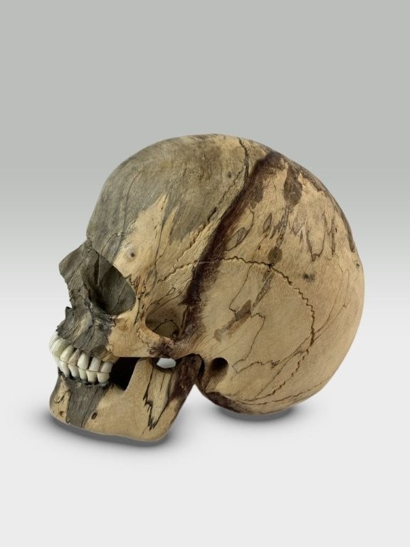 Modernist Carved Wood Skull - 4
