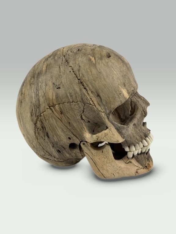 Modernist Carved Wood Skull - 6