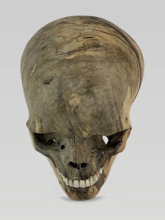 Modernist Carved Wood Skull - 7