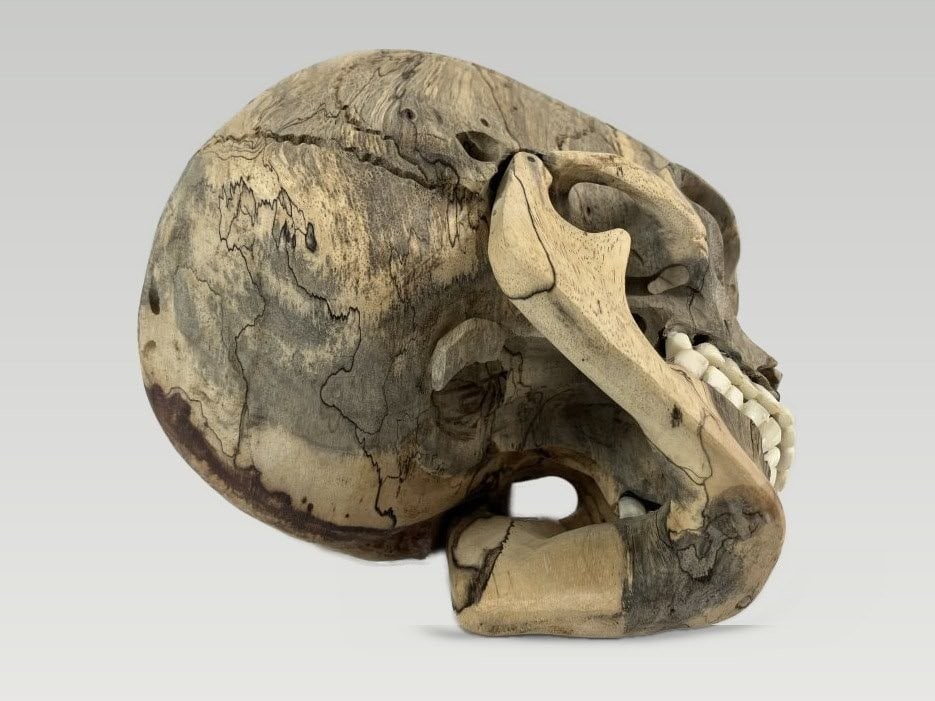 Modernist Carved Wood Skull - 9