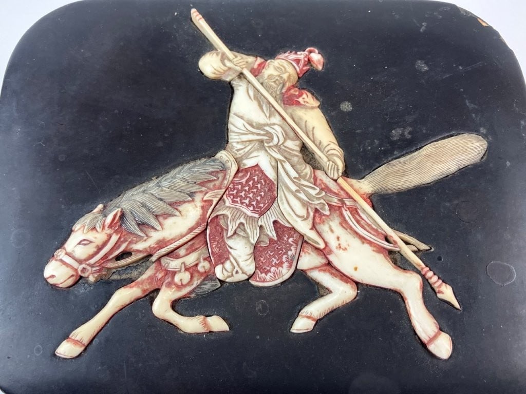 Japanese Bone Samurai Lacquer Box - 2