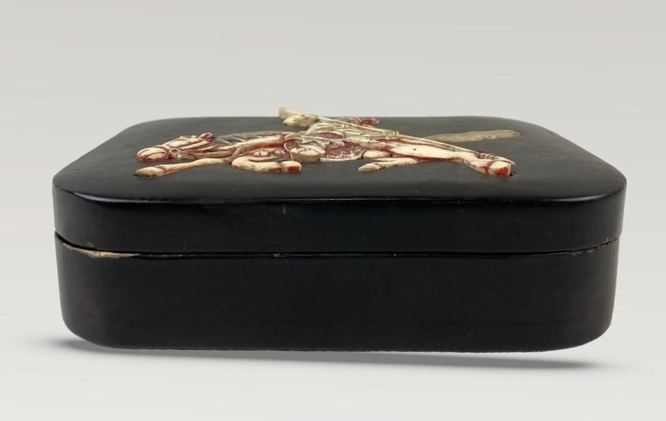 Japanese Bone Samurai Lacquer Box - 3