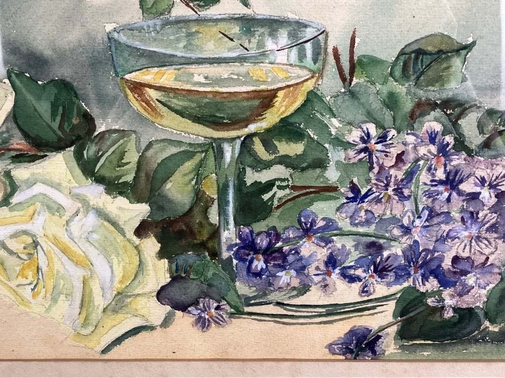 19th Century, Still Life of Yellow Roses, Watercolor Painting - 2