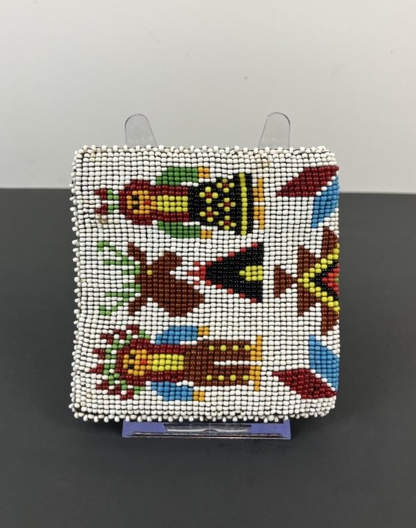 Native American Beaded Leather Wallet - 2
