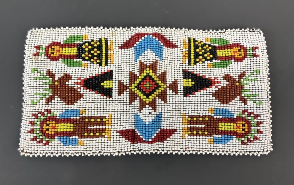 Native American Beaded Leather Wallet - 3