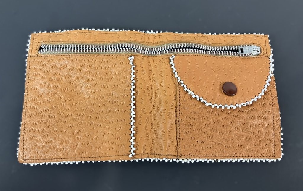 Native American Beaded Leather Wallet - 4