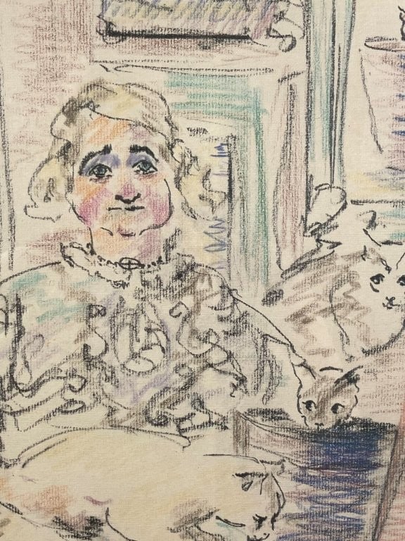 Tom Merrifield, Woman with Cats, Limited Edition Print - 2
