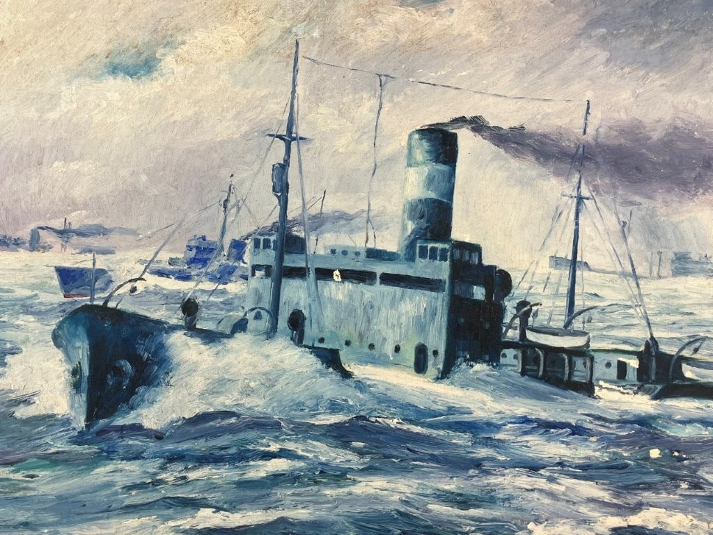 Mid-Century Modern. Ships and Seascape, Oil Painting - 2