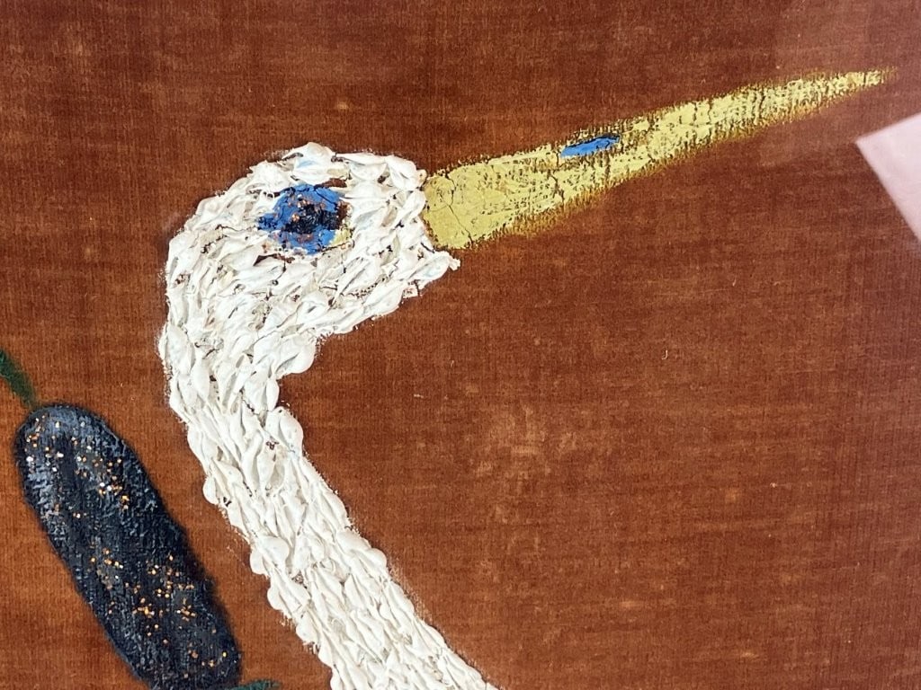 Folk Art, Egret on the Water, Mixed Media Painting - 2