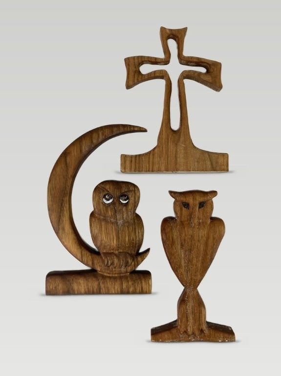 Folk Art Owl Carvings - 2