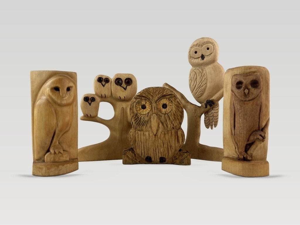 Folk Art Owl Carvings (1 of 10)