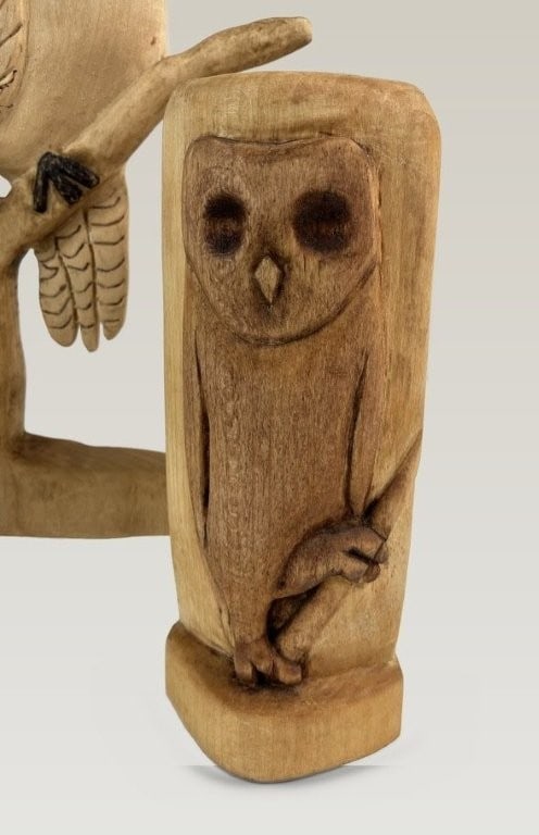 Folk Art Owl Carvings - 5