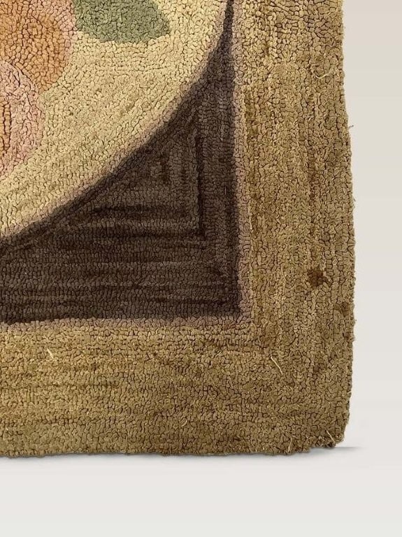 Folk Art Hand-Hooked Floral Rug - 2