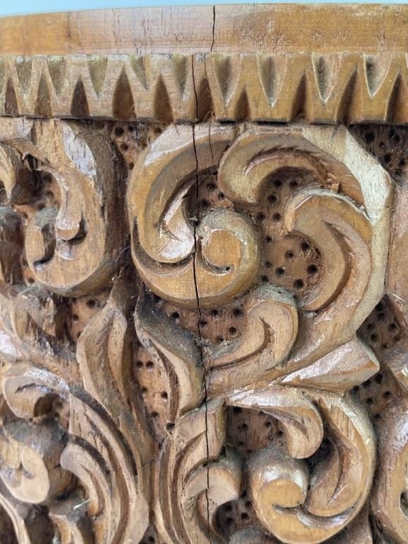 Hand-Carved Teak Wood Canister - 4