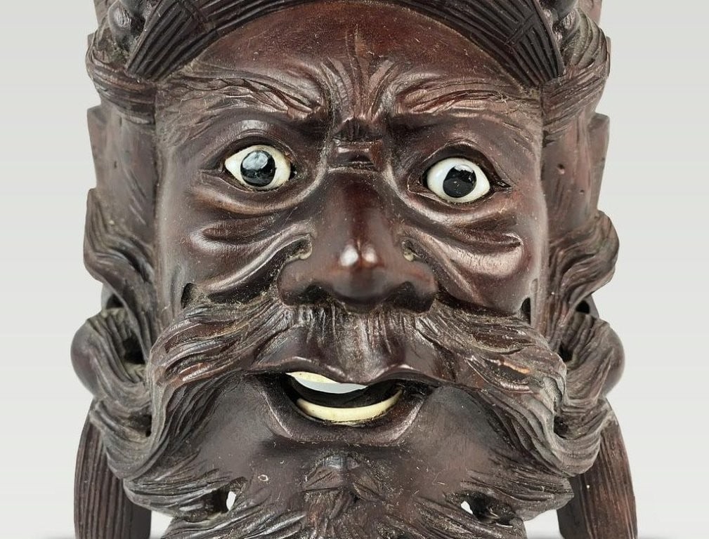 Chinese Rosewood Figural Mask - 2