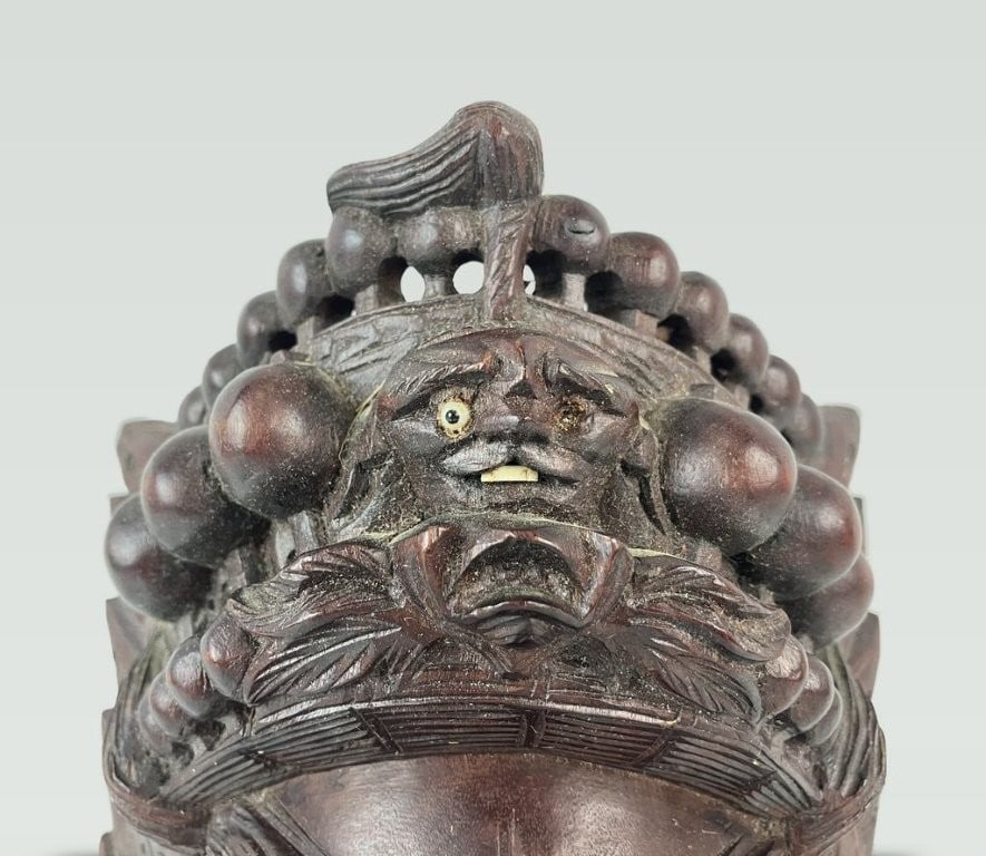 Chinese Rosewood Figural Mask - 3