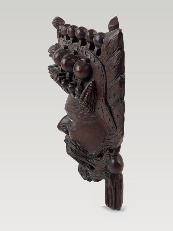 Chinese Rosewood Figural Mask - 5
