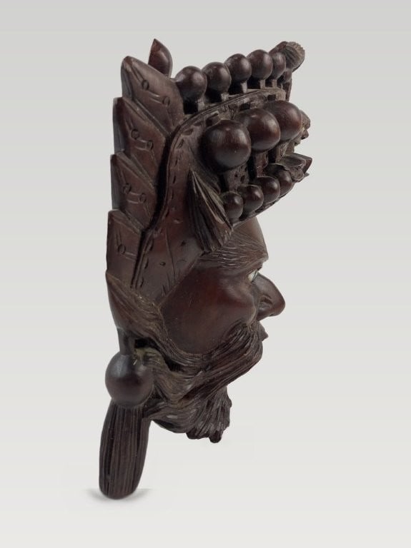 Chinese Rosewood Figural Mask - 7