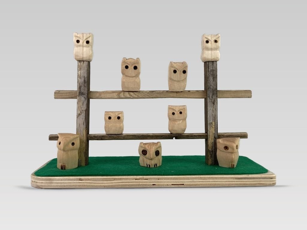 Folk Art Owl Sculpture - 2