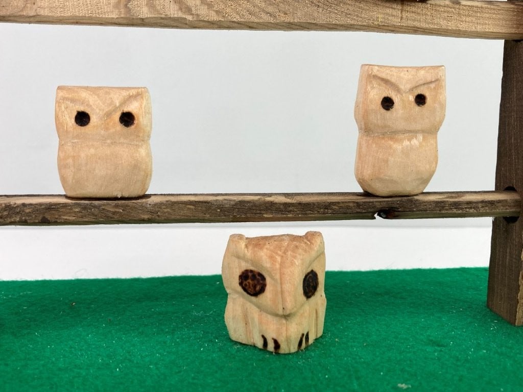 Folk Art Owl Sculpture - 3