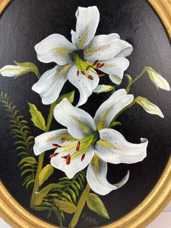 Folk Art, White Lilies, Painting - 2