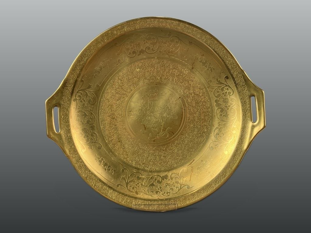 Haviland Soup Bowls and Florentine Gilt Decorated Tray - 2