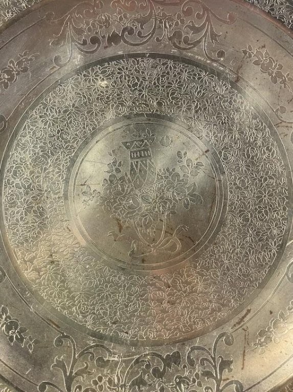 Haviland Soup Bowls and Florentine Gilt Decorated Tray - 4