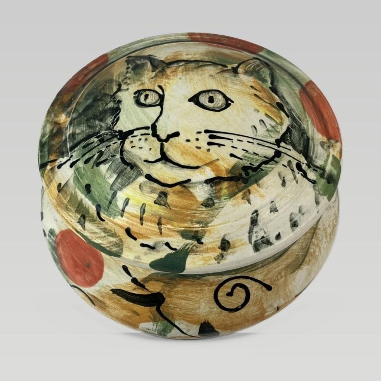 Studio Pottery Cat Covered Dish - 2