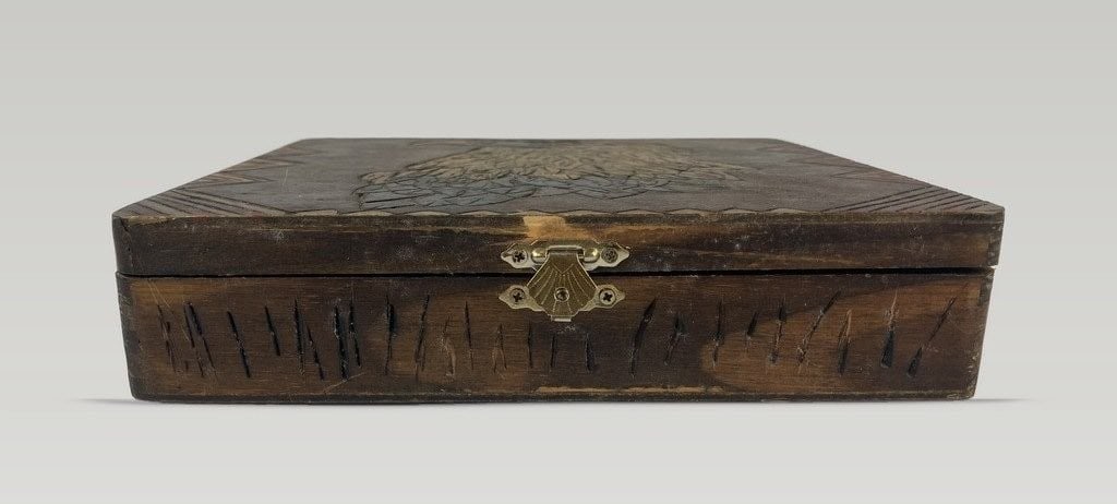 Folk Art Eagle Cigar Box - 2