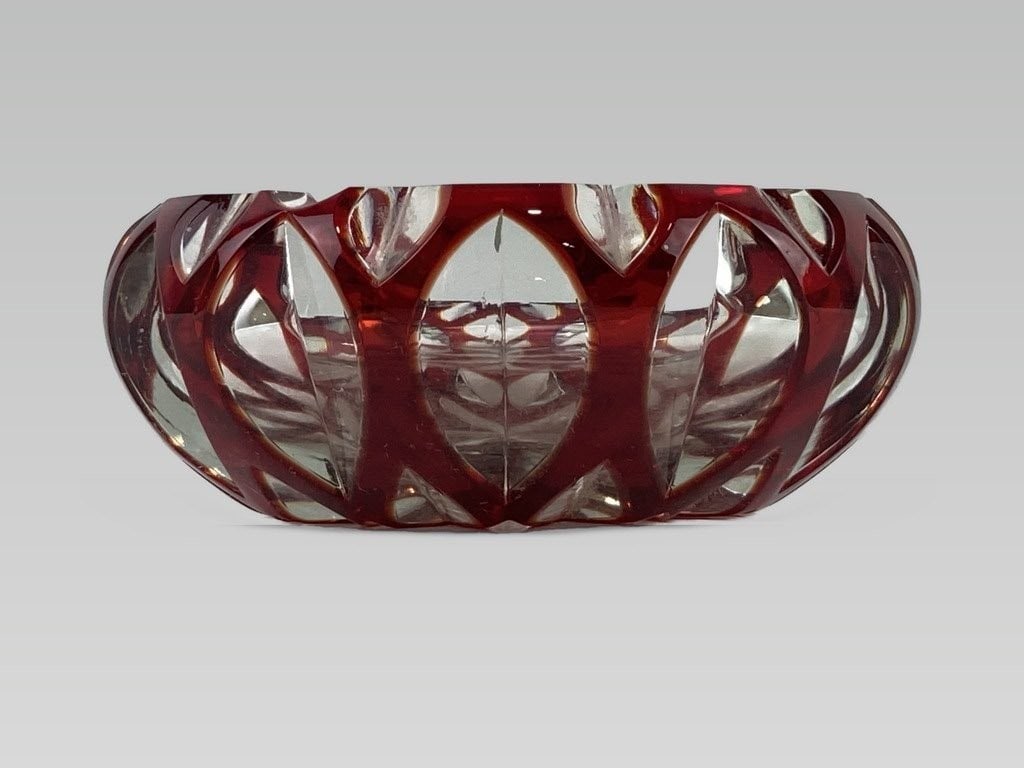 Bohemian Red Art Glass Ashtray - 2