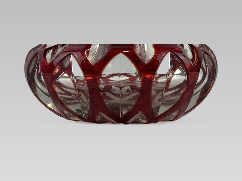 Bohemian Red Art Glass Ashtray - 3
