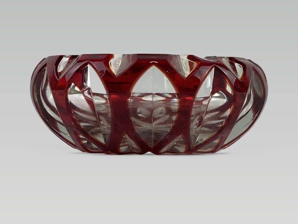 Bohemian Red Art Glass Ashtray - 4
