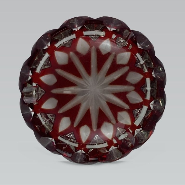 Bohemian Red Art Glass Ashtray - 5