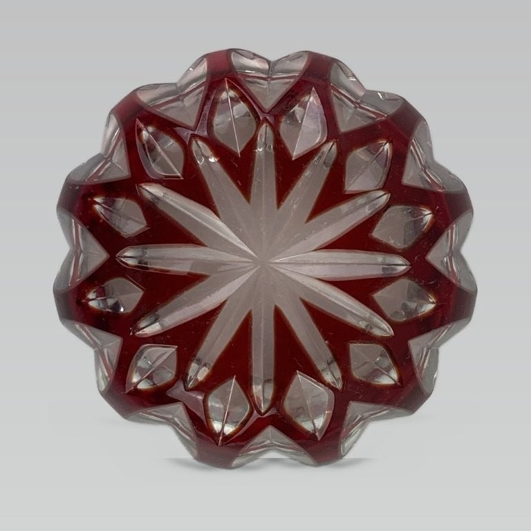 Bohemian Red Art Glass Ashtray - 6