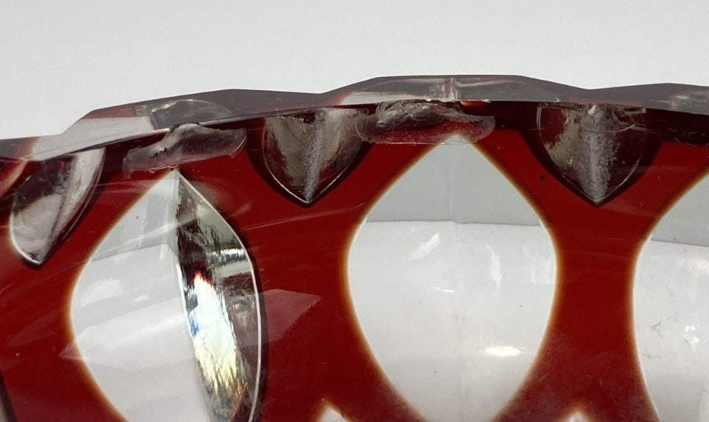 Bohemian Red Art Glass Ashtray - 7