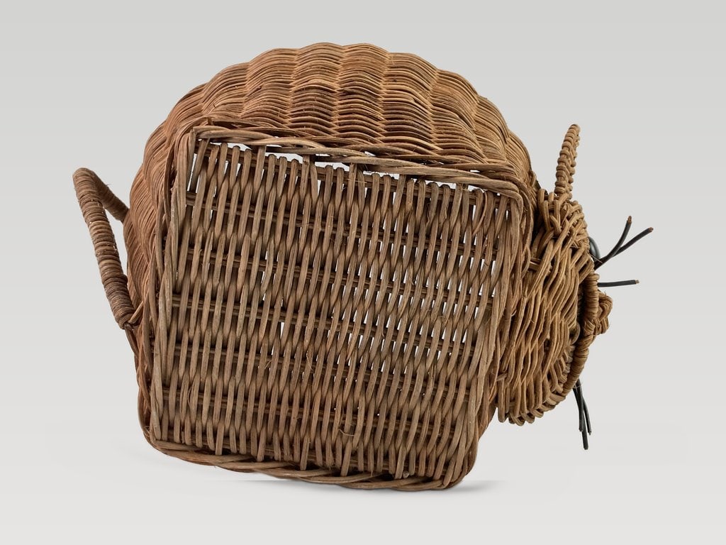 Wicker Cat Basket and Brass Trivet - 7