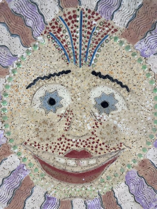Art Pottery Sun Face Platter - 2