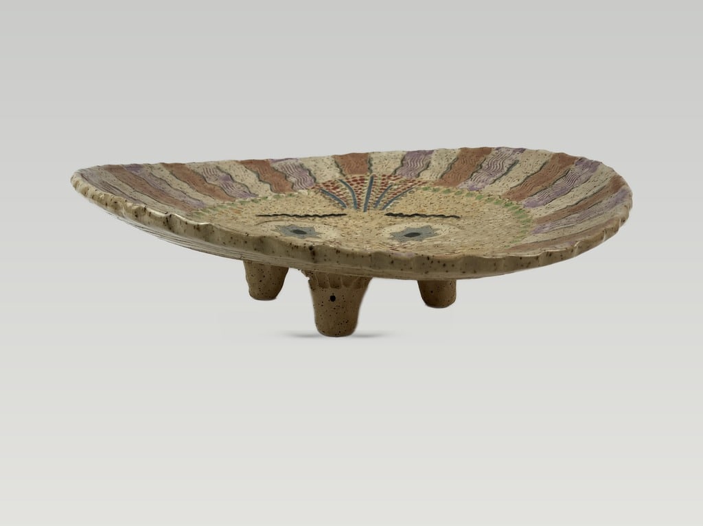 Art Pottery Sun Face Platter - 4