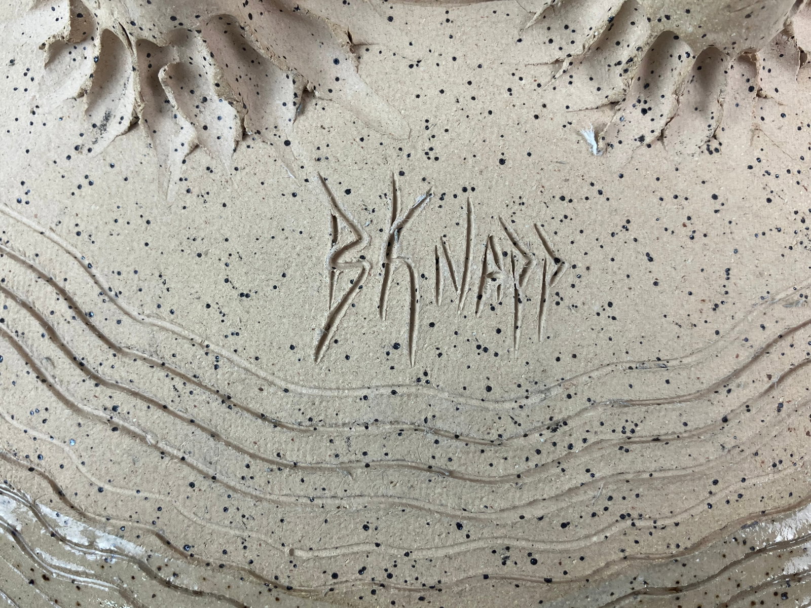 Art Pottery Sun Face Platter - 7
