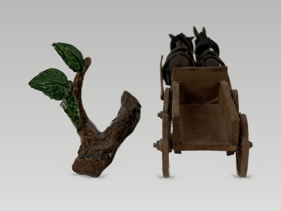 Miniature Carved Donkey Wagon - 2