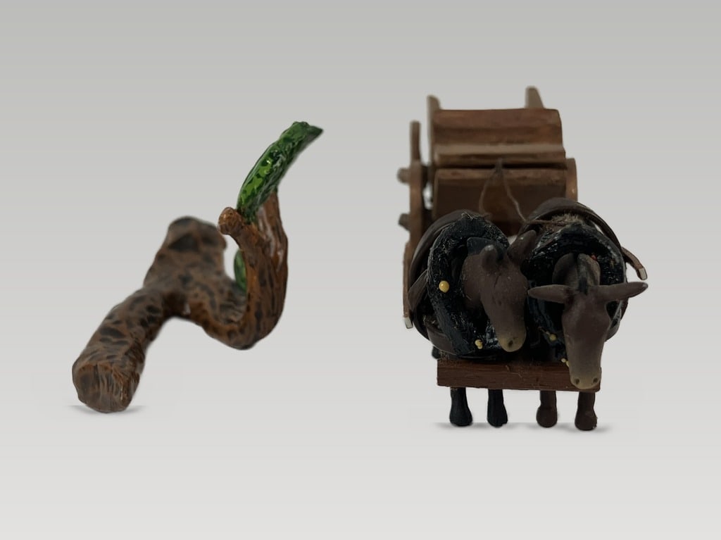 Miniature Carved Donkey Wagon - 4