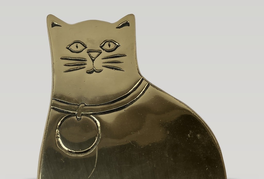 Pair of Mid-Century Brass Cat Trivets - 2